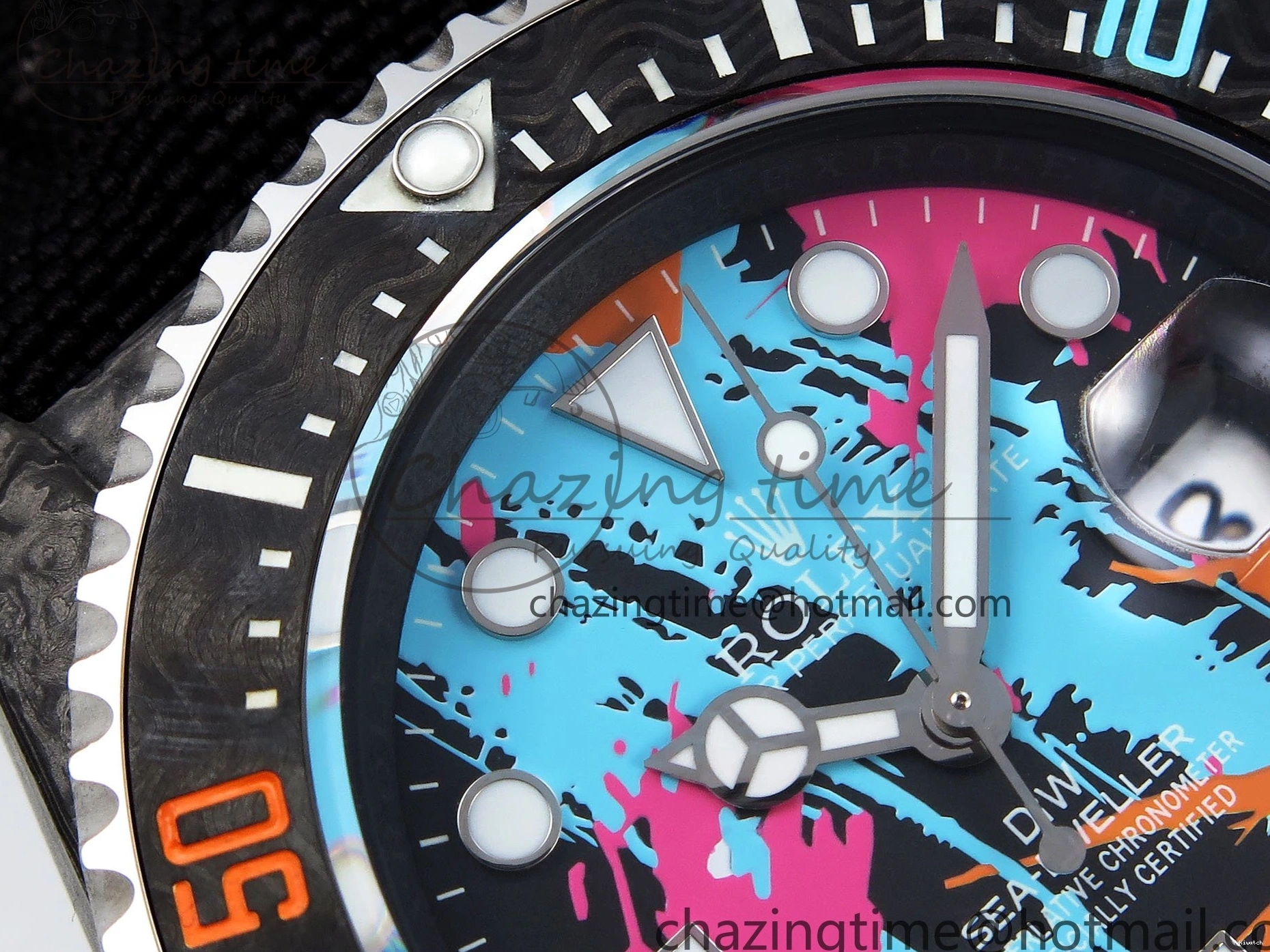 on Graffiti Nylon Best Black Carbon Strap A2824 DIWF Dweller Sea 43mm Edition Dial 0415